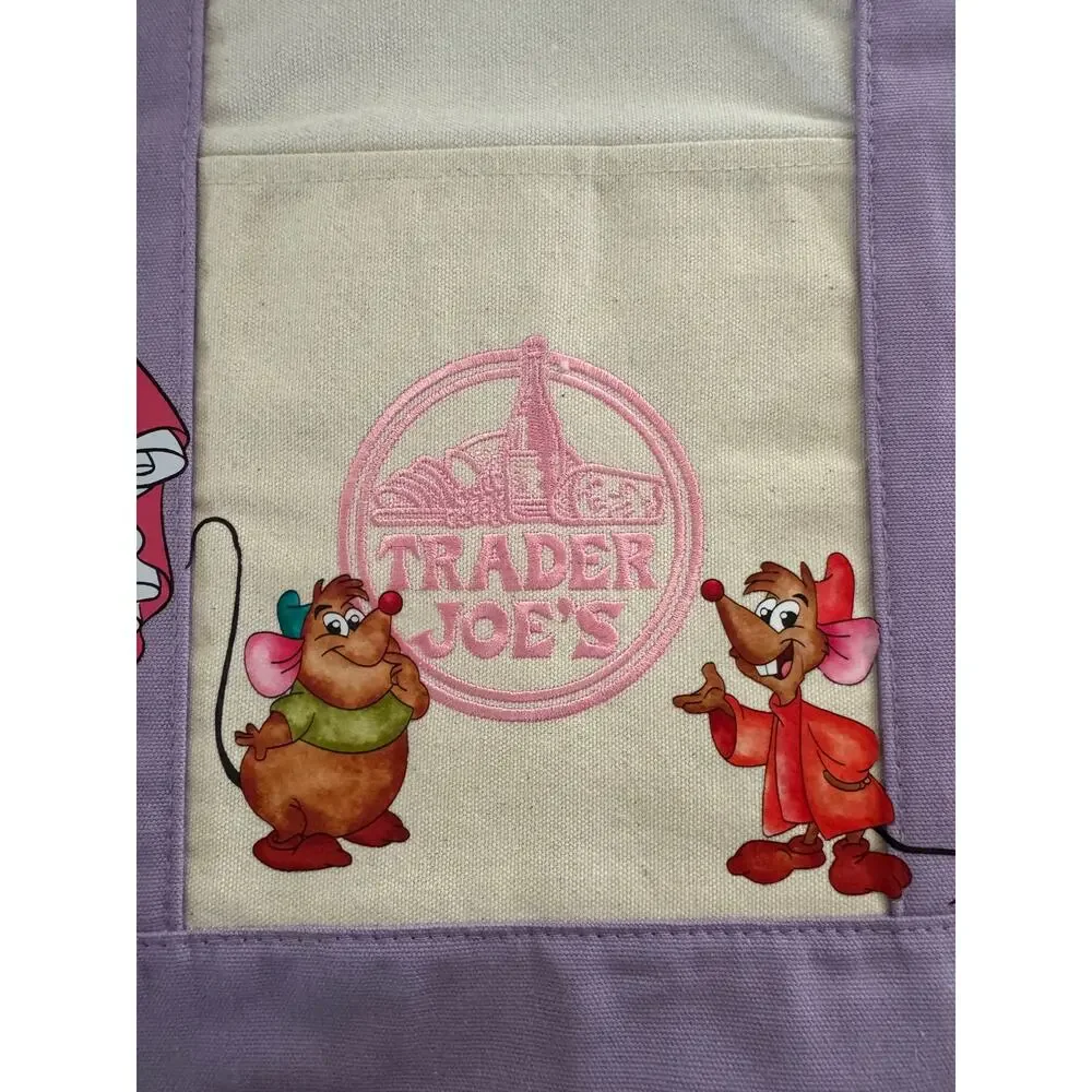 Disney Princess Custom Made Trader Joes Large Purple Tote Belle, Ariel, Rapunzel